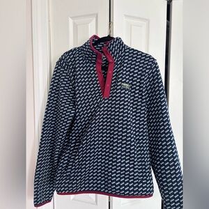 L.L. Bean Navy and White Knit with Maroon Trim